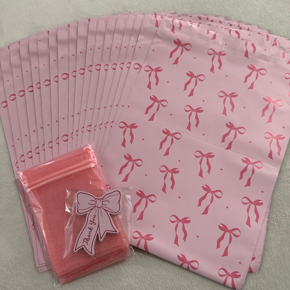 Other - Pink Bows Poly Mailers & Shipping Essentials Set